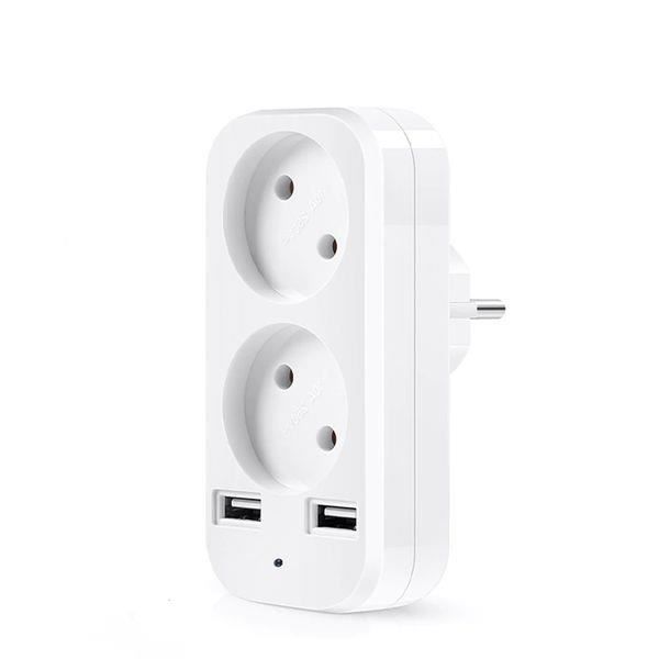 Multiprise caméra espion cachée Wifi Vidéo HD et son et 2 ports USB - Blanc