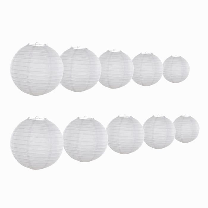 Lot De 8 Lanternes En Papier Blanc 10cm - Pour Mariage, Anniversaire, Décoration Festive Intérieure/extérieure - 7