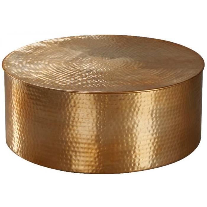Table Basse Design En Aluminium Coloris Dore 75x31x75 Cm