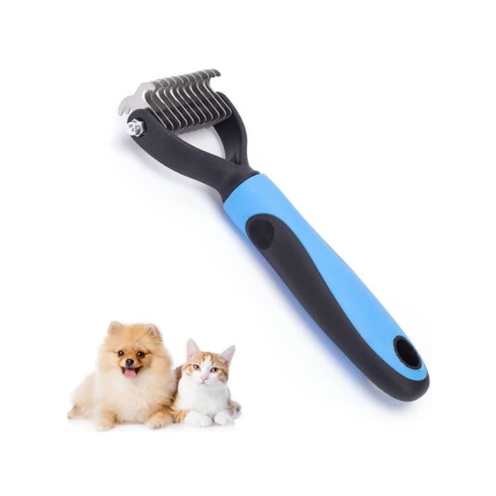 Peigne de toilettage - Professionnel - Râteau double face - Acier inoxydable - Pour chiens et chats