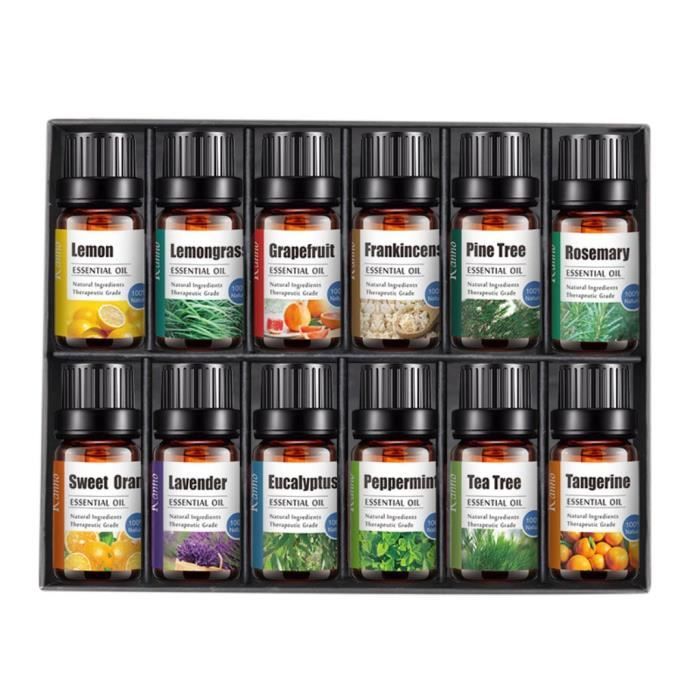 Coffret D'huiles Essentielles Aromathérapie - Parfum Camphrier, Flacons En Verre, Made In France