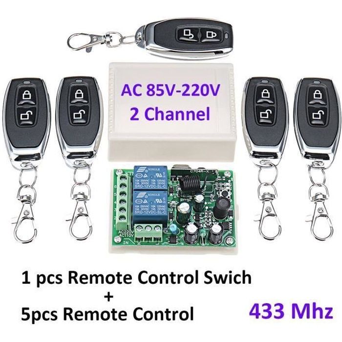 Fangxuee Télécommande 2 Canaux 433 MHz - Parfait Pour Portes De Garage, Lumières Et Moteurs