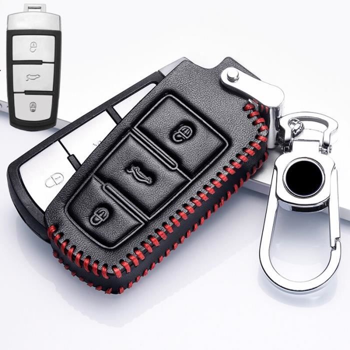 Coque clé,Couverture de clé de voiture en cuir pour Volkswagen, couverture  de voiture, stylistique, pour Volkswagen - Type 009-KK-R - Cdiscount Auto