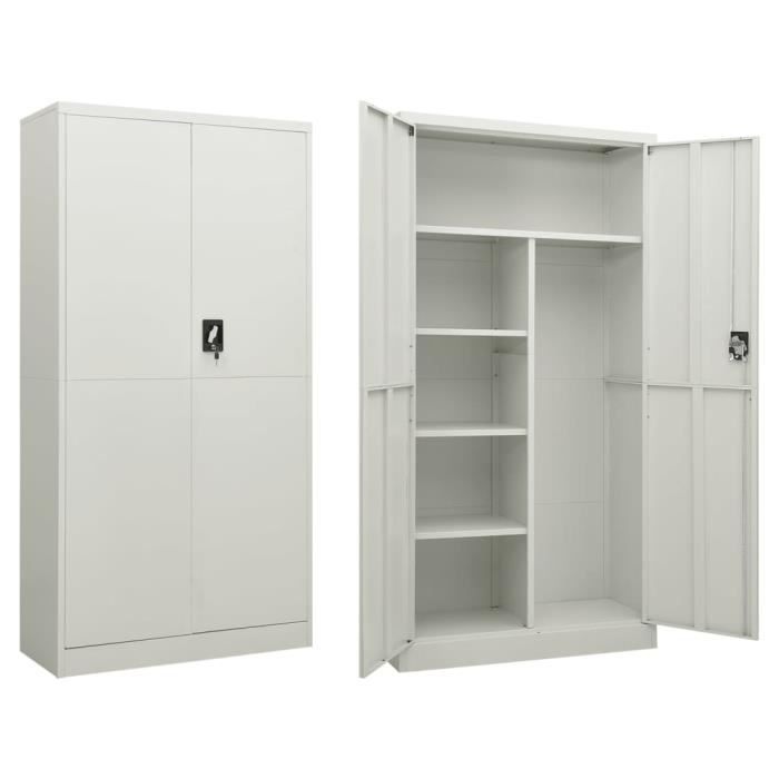 haut de gamme-356910 armoire à casiers - armoire de bureau meuble de rangement - gris clair 90x40x180 cm acier best