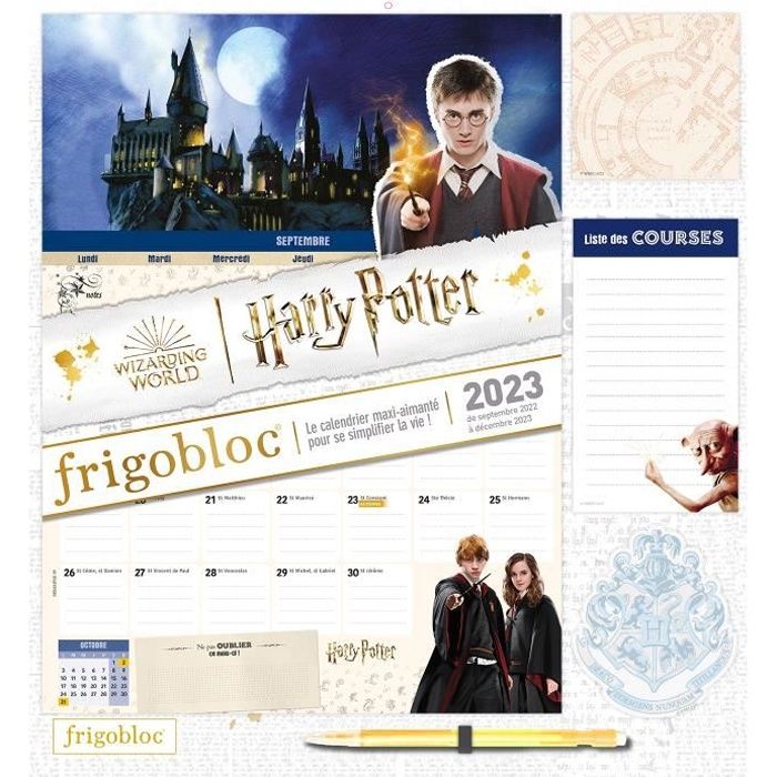 Frigobloc Mensuel 2023 Harry Potter (de sept. 2022 à déc. 2023