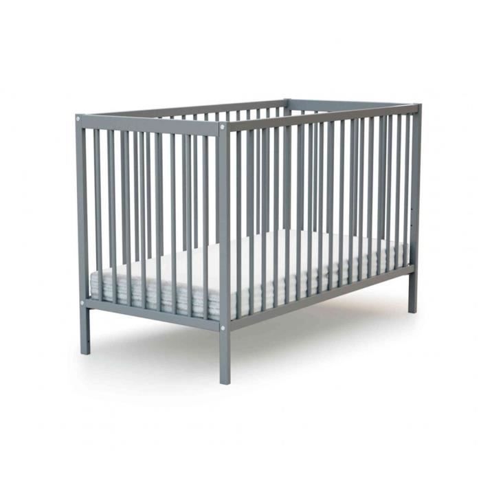 Lit Bebe A Barreaux En Bois Gris 70x140 Cdiscount Puericulture Eveil Bebe