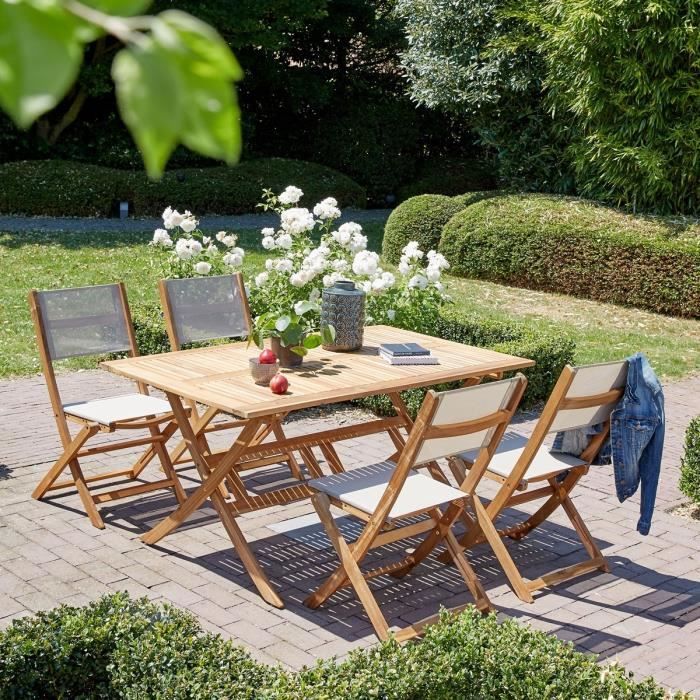 Salon De Jardin En Bois D Acacia Fsc 4 A 6 Places Achat Vente