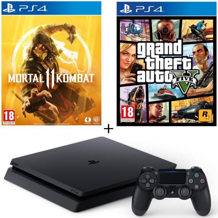 Pack Ps4 500 Go Noire 2 Jeux Mortal Kombat 11 Gta V Achat Vente Console Ps4 Nouveaute Ps4 500 Go Mk11 Gta V Cdiscount