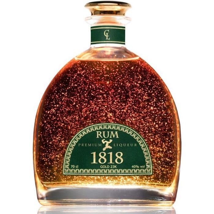 Cadeau 1818 Rhum Vieux Premium Liqueur - XO Republique Dominicaine Avec Or  23k - Édition Limitée Avec Coffret & Certificat d'or - La cave Cdiscount