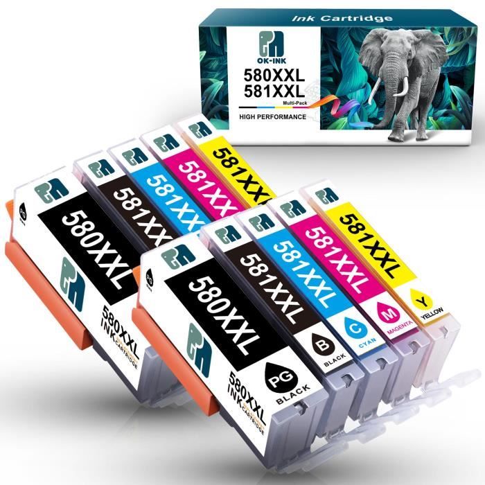 10 Cartouches D’encre Compatibles Canon PIXMA TS6250 TS6351 TS8350 TR8550 - Noir, Cyan, Magenta, Jaune - Set économique