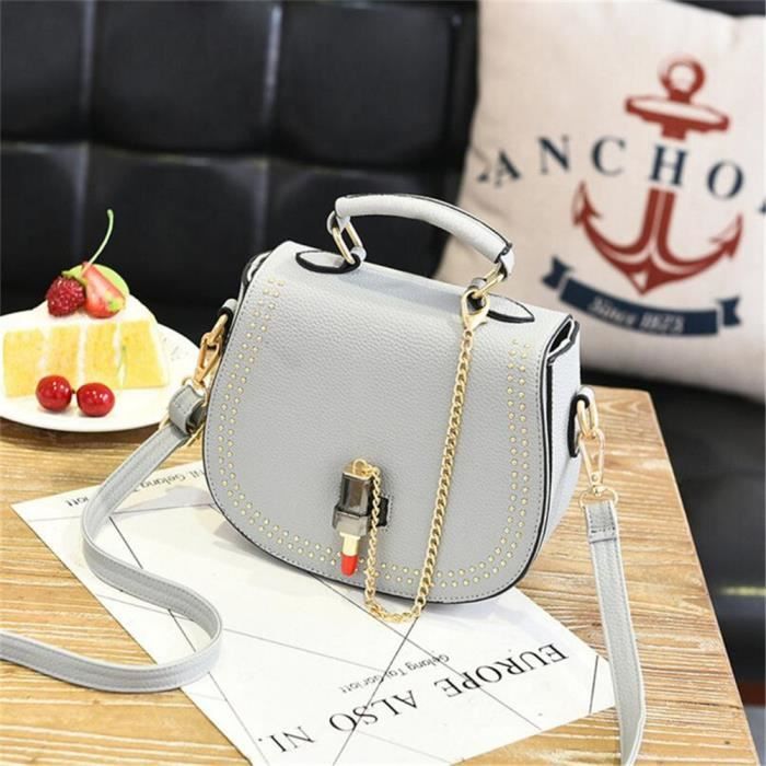 Sac femme sac cabas femme de marque Nouvelle arrivee sac bandouliere cuir femme Sac Femme De Marque De Luxe En Cuir sac cuir gris gris Cdiscount Bagagerie Maroquinerie
