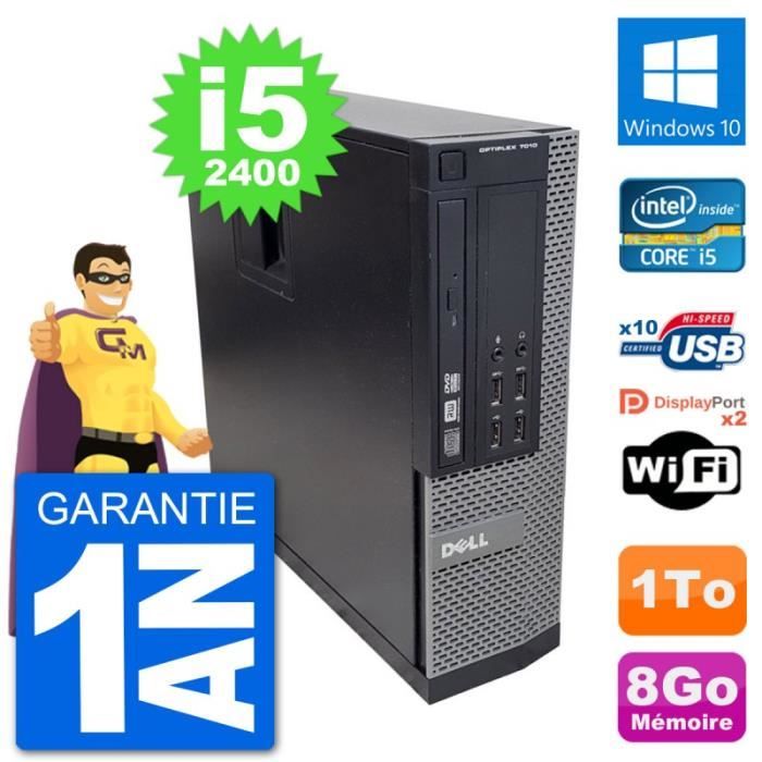  Ordinateur de bureau PC Dell 7010 SFF Intel Core i5-2400 RAM 8Go Disque Dur 1To Windows 10 Wifi pas cher