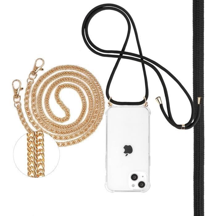 Cordon Coque IPhone XR Réglable - Collier Antichoc Silicone TPU Noir Avec Lanyard