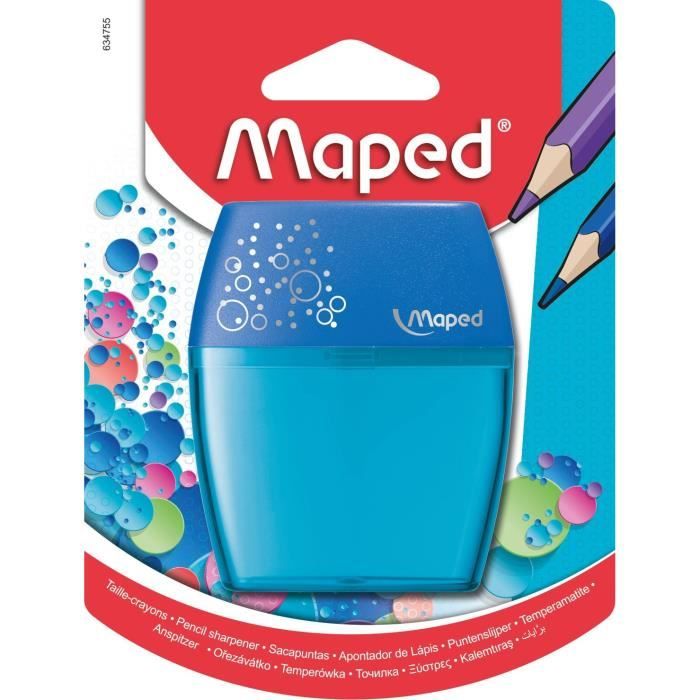 MAPED - Taille-crayons SHAKER, 2 usages, coloris BLEU en blister- E-COMMERCE