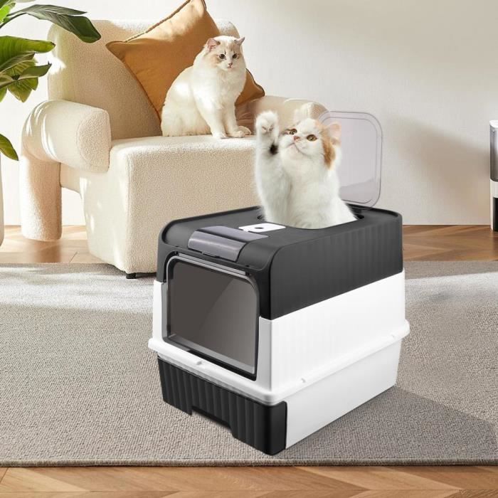 Comparer les prix de Bac à litière pour chat en plastique pp avec pelle à litière - YIPEEMA - 49*35*37 cm - Noir