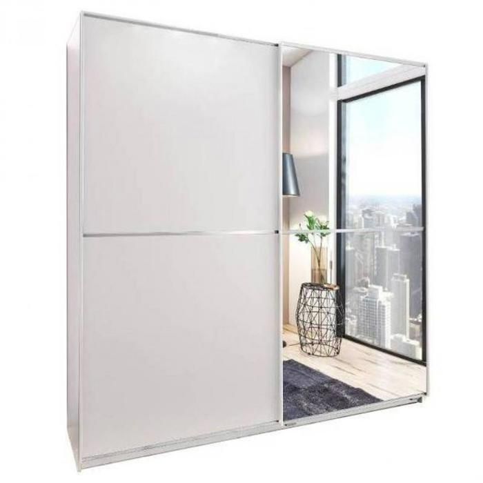 Dressing A Portes Coulissantes Hendrix 179 Cm Coloris Blanc Avec 1