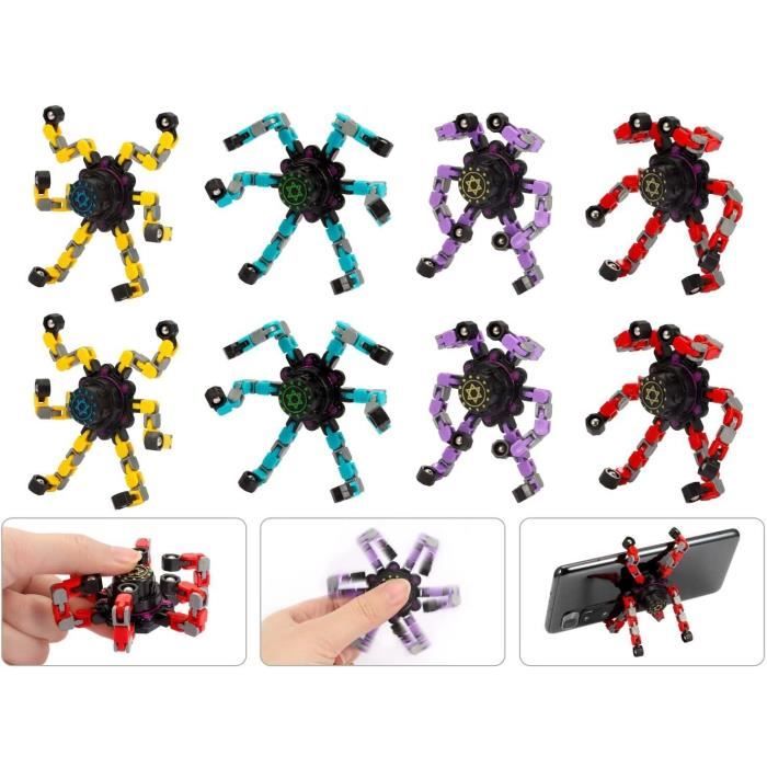 8Pcs Fidget Spinners Transformable Fingertip Gyro Fidget Spinner Jouet DIY Deformable Mecanique Spirale pour Soulagement du