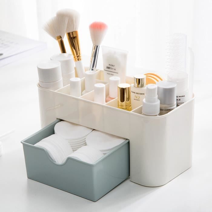Organiseur Rangement Maquillage Tiroir En Plastique Pour Cosmetiques Pour Salle De Bain Bureau Boite De Rangement Bleu Achat Vente Boite De Rangement Soldes Cdiscount