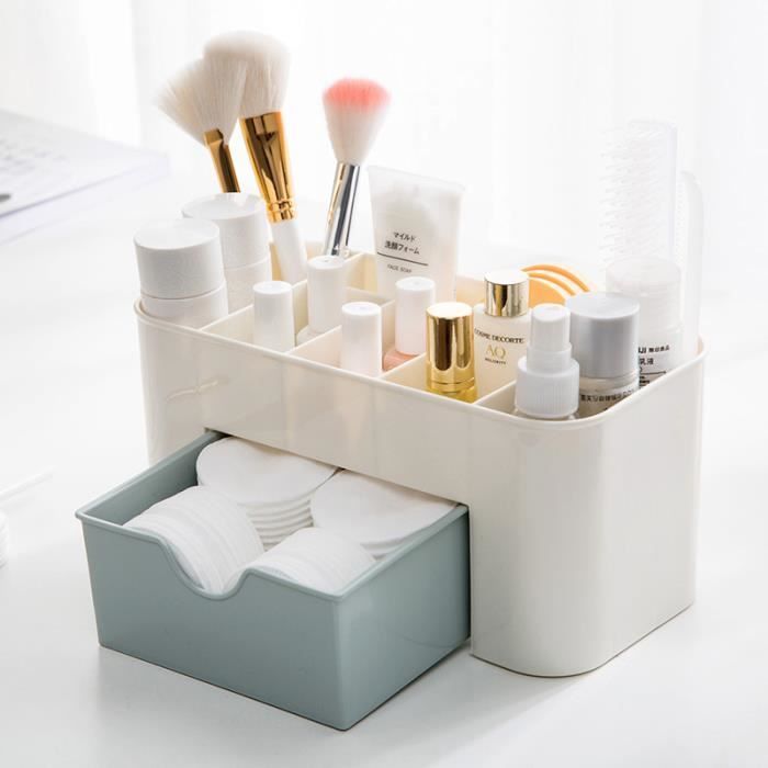 Organiseur / Rangement Maquillage Tiroir en Plastique pour Cosmétiques pour  Salle de Bain/ Bureau Boîte de rangement (Bleu )