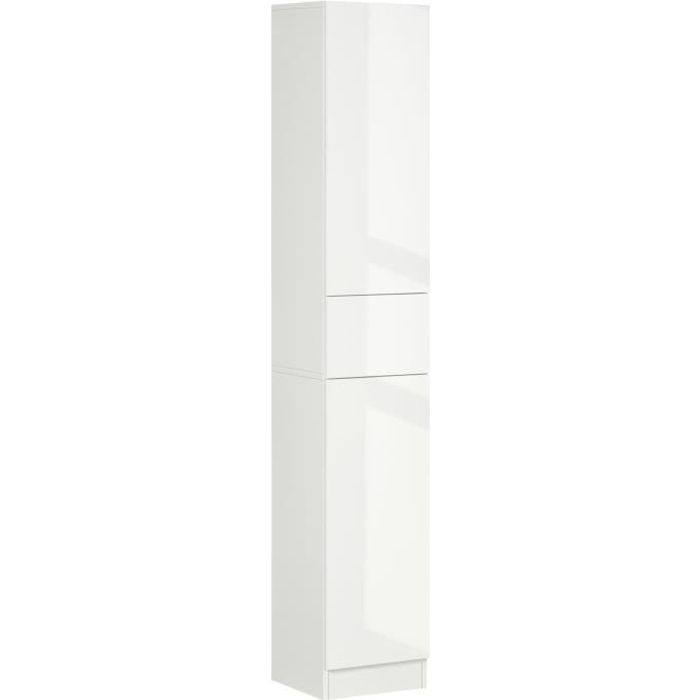 meuble colonne salle de bain - kleankin - 30x28x170cm - blanc - contemporain - design - laqué