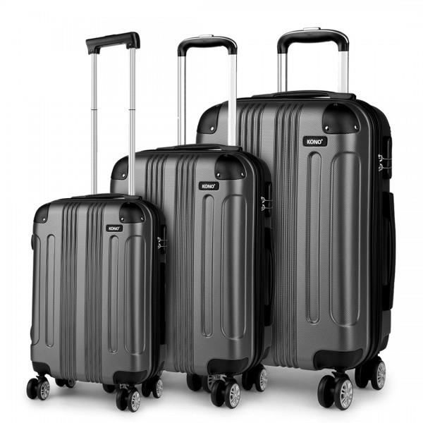 kono ensembles de valises sac en valise trolley business trip en abs léger 4 roues(ensemble de 3 pièces (20"/ 24"/28"), gris