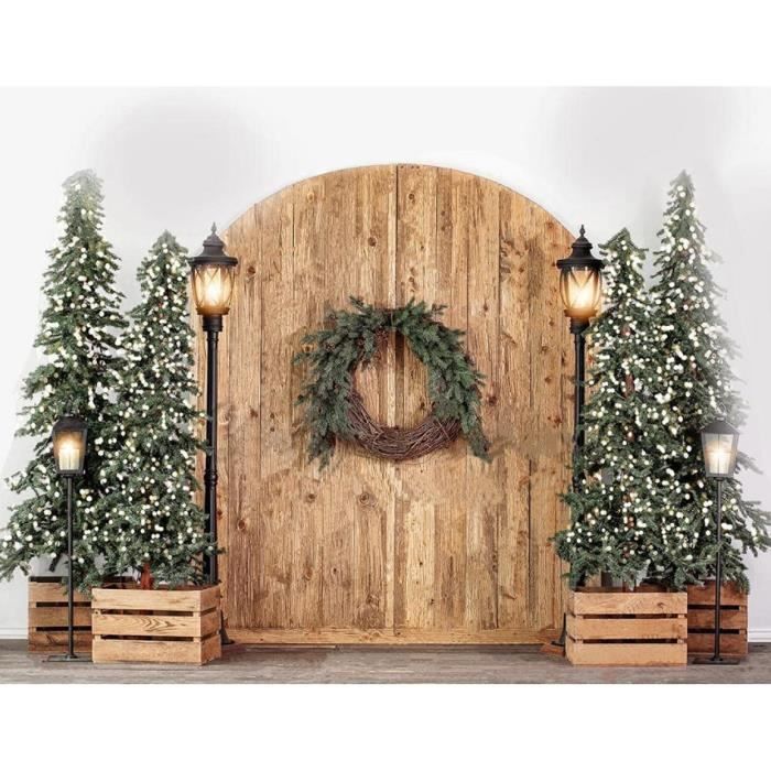 Toile De Fond Noël 1.8x1.2 M - Scène Neige, Arbre Rustique, Père Noël - Décoration Photo Booth, Fête Famille