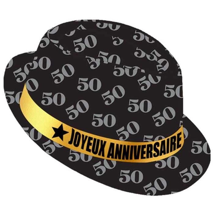Chapeau Anniversaire 50 Ans Noir Dore Taille Unique Q9090 Cdiscount Jeux Jouets