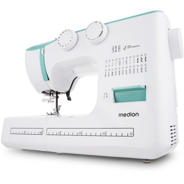Machine à Coudre - MEDION - SM 60 - 62W - 24 Points + Points Doubles - 700 tr/min - LED - Turquoise