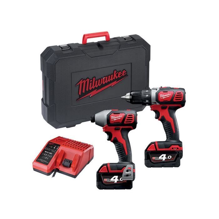 Pack 2 produits MILWAUKEE M18 BPP2D 2 batterie 18V 4.0 Ah 1 chargeur M12 18C 4933447126 - vue 2