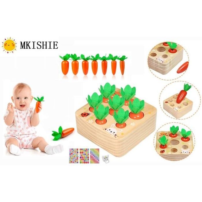 Jouet à Tirer Carotte - Jeu De Tri Et Mémoire Pour Tout-petits - Motricité Fine Et Amusement Garanti
