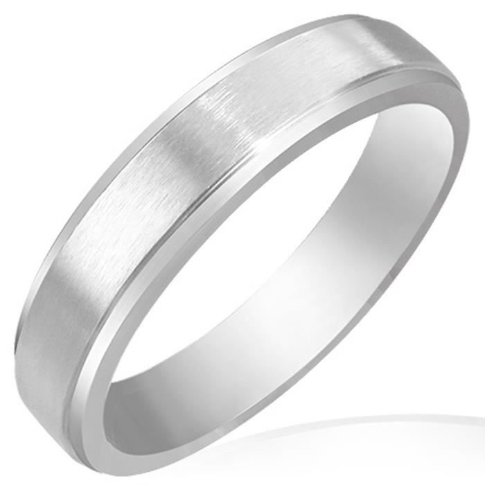Zense Bague homme fine acier inoxydable ext rieure bross e