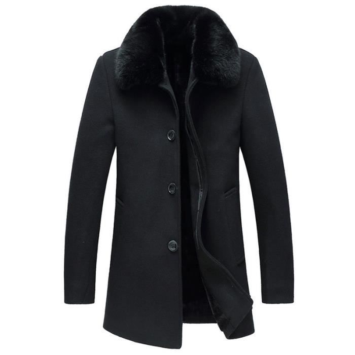 Veste en laine doublée mélangée - Bleu foncé - HOMME | H&M FR