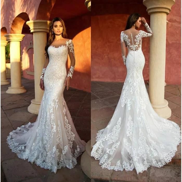 Robe de mari e XXXL blanche en queue de poisson 2020 nouvelle