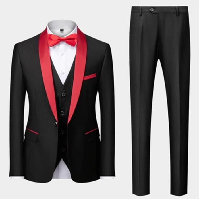 Tenue rouge sales et noir homme