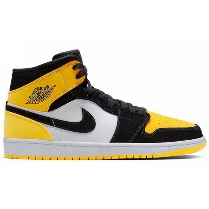 Basket Air-Jordan 1 AJ 1 Mid Chaussure pour Homme et Femme Jaune Jaune -  Cdiscount Chaussures