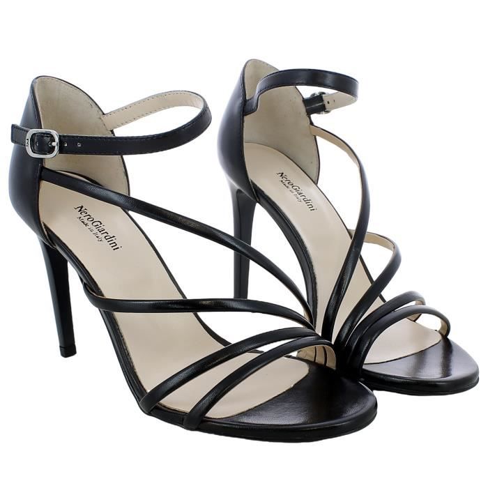 Sandales a talons aiguilles en cuir noir pour femme NERO GIARDINI