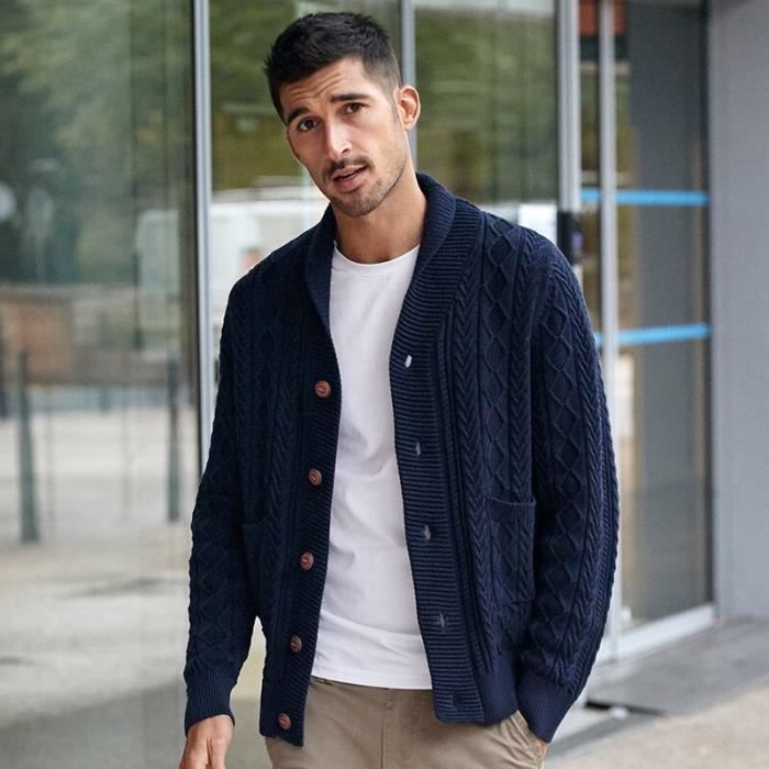 Gilet cardigan pull pais col ch le pour homme Streetwear
