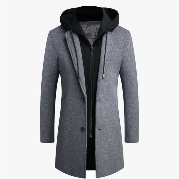 Manteau Homme a Capuche Pardessus Laine Mi long Caban Veste Marque Luxe Chaud Hiver GRIS Gris Cdiscount Pret a Porter