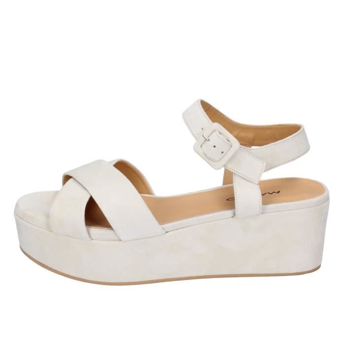 Sandales Marco En Cuir Beige à Fines Lanières - Talons Hauts - Taille 39 - Occasion En Super état