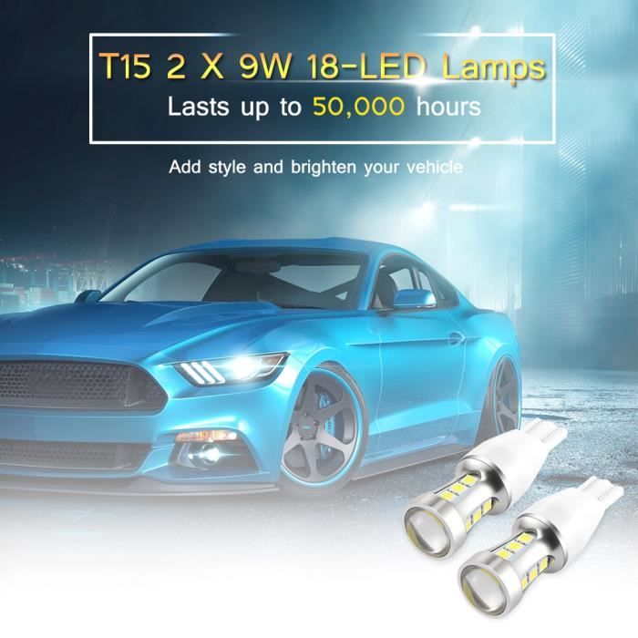 Lot de 2 Lampes Feux Recul Phare 912 921 T10 T15 W16W LED 1000 Lumens extr/êmement lumineux Canbus sans erreur 4014 45-SMD Chipsets Ampoules LED pour lampes inverse sauvegarde blanc x/énon 6000K