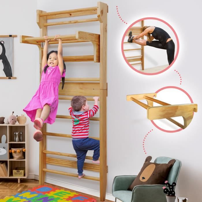 Espalier en bois pour enfants et adultes - YUENFONG - Avec barre