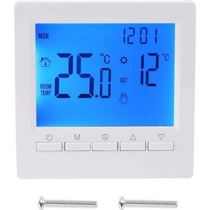Thermostat électronique Pwshymi avec écran LCD pour chaudière à gaz - Blanc