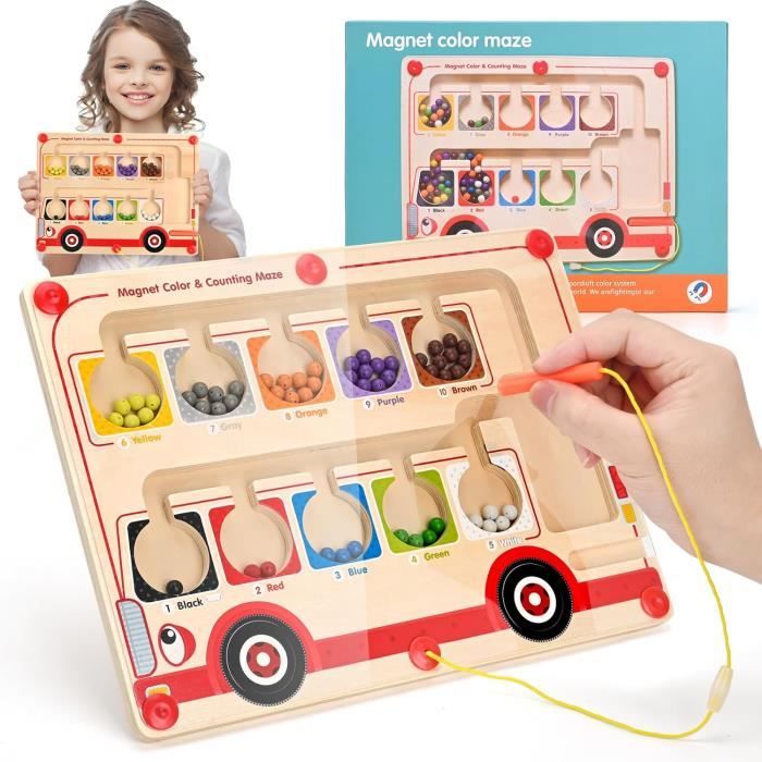 Labyrinthe Magnétique Enfant - Jeu Éducatif Crème Glacée Pour Apprendre Couleurs Et Chiffres
