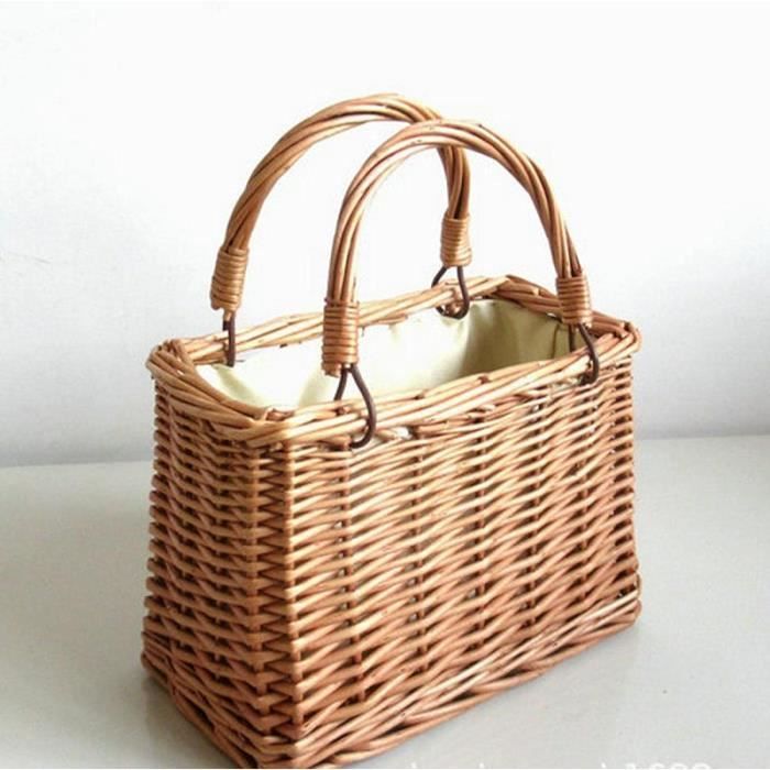 YUEPENGZHI Sac De Plage en Paille Femmes Osier Carr Sacs
