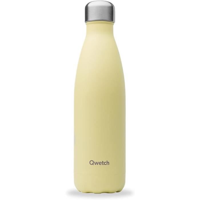 Qwetch Bouteille Isotherme Noir 500ml - Gourde Inox 24h Froid 12h Chaud - Sport Et Voyage