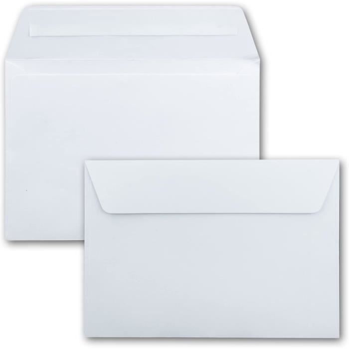 Lot De 100 Enveloppes DIN B6 - 12,5x19,5cm - Blanc 90g/m² - Rabat Pointu - Pour Invitations, Cartes