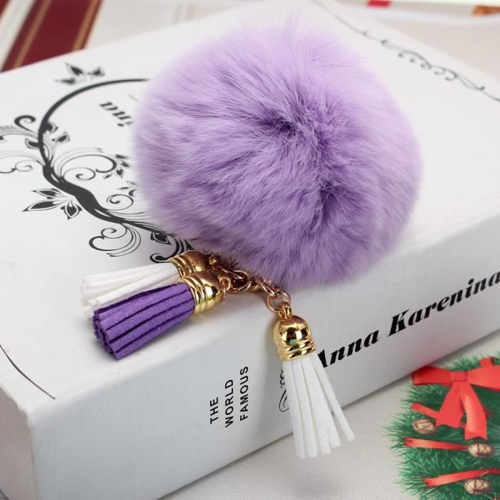 Bijou pompon de sac à frange et perle, porte-clés pompon décoration de