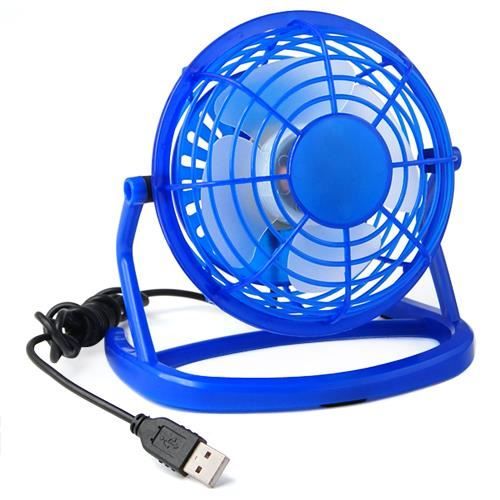 TRIXES Mini ventilateur de bureau bleu connexion USB ordinateurs ordinateurs portables silencieux