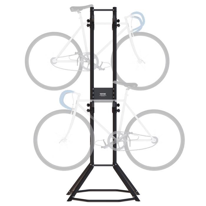 Support a velo interieur VEVOR acier au carbone Charge 117 93 kg Gravite reglable noir pour garage salon hangar