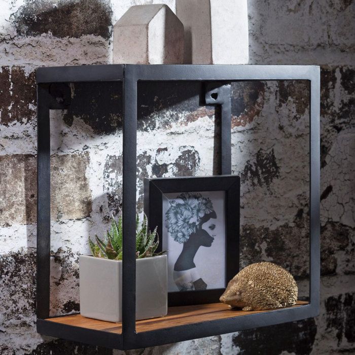 WOHNLING étagère murale bibliothèque étagère en métal solide décor étagère suspendue étagère en bois véritable WOHNLING étagère murale bibliothèque étagère en métal solide décor étagère suspendue étagère en bois véritable